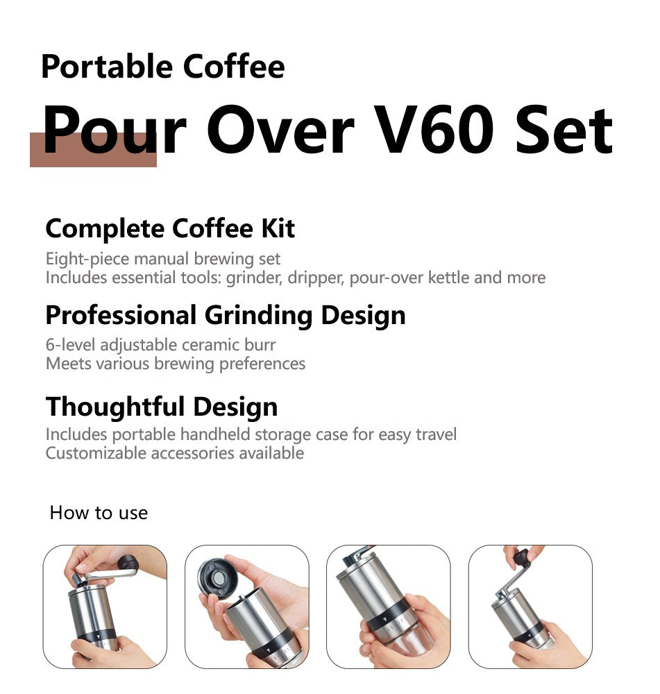 Pour Over Coffee Maker Gift Set of 8