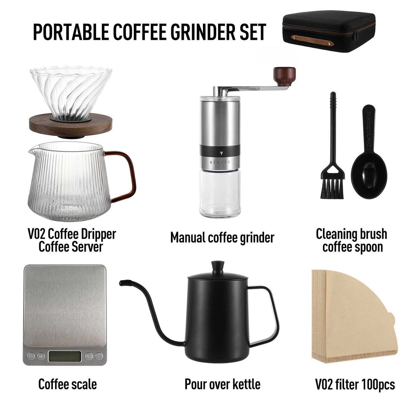 Pour Over Coffee Maker Gift Set of 8
